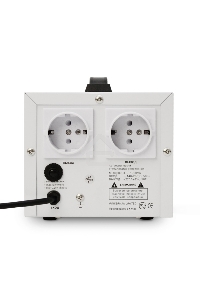 Стабилизатор напряжения Powerman AVS-D Voltage Regulator 1000VA, Digital Indication, 2x Schuko Outlets, 1m Power Cord, 230V, 1 year warranty, White