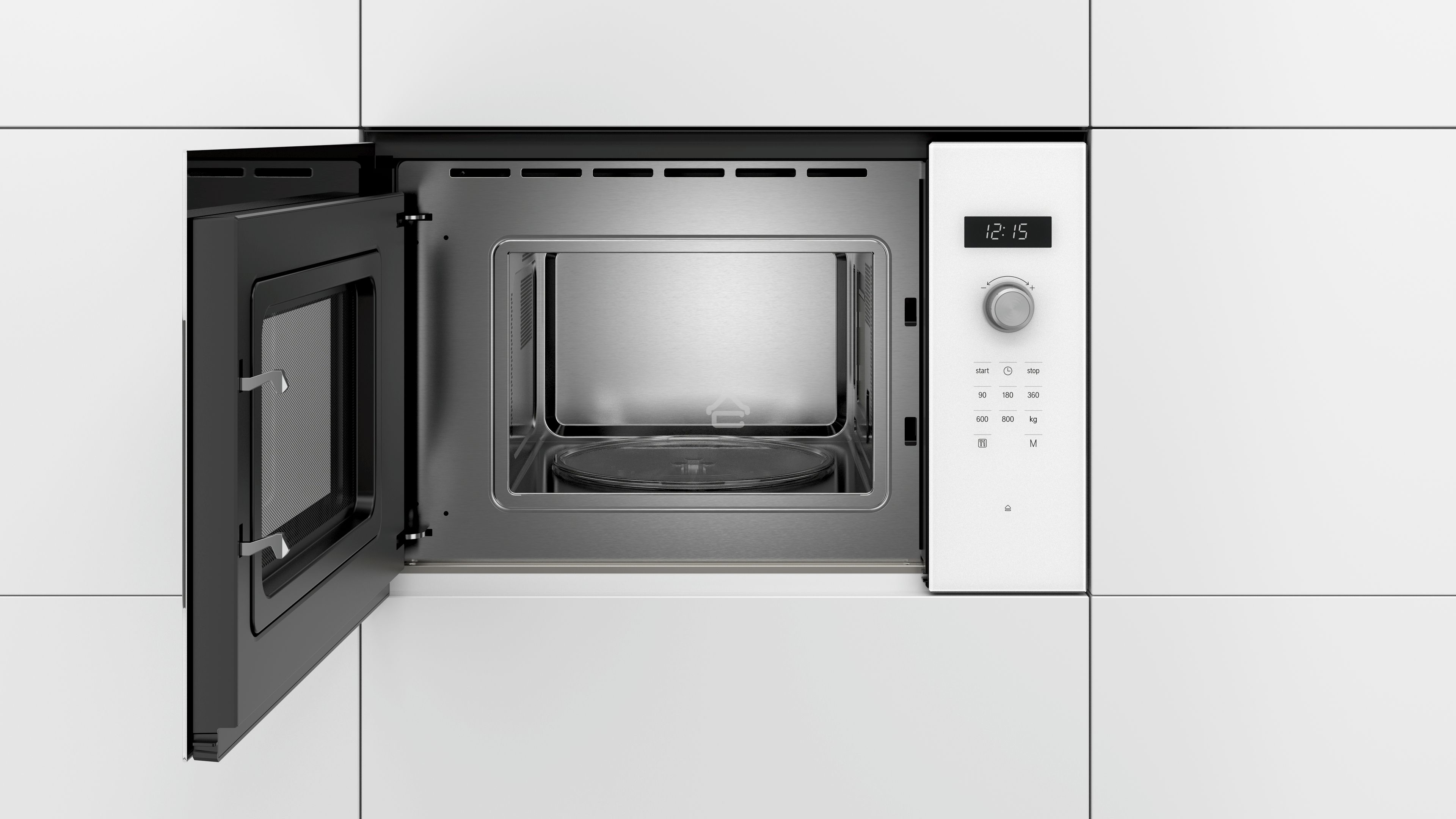 Микроволновая печь встраиваемая Bosch BFL524MW0 белый, 20 л, 800 Вт, переключатели - поворотный механизм/сенсор