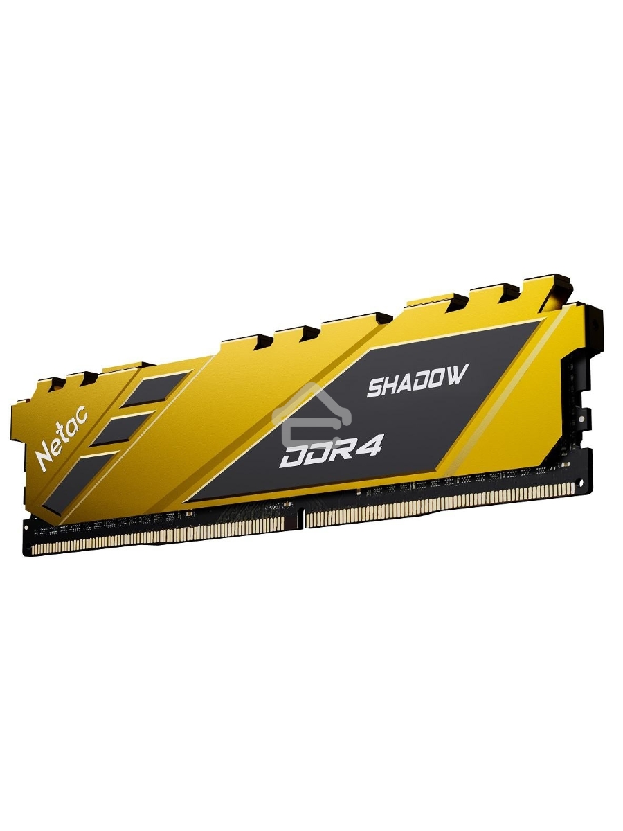 Оперативная память NETAC Shadow, DDR4, 8GB (1x8GB), 3600MHz, CL18, DIMM, с радиаторами, желтый