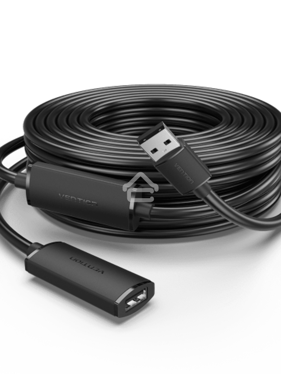 Активный кабель-удлинитель Vention USB 2.0 AM/AF с усилителем - 20м Черный