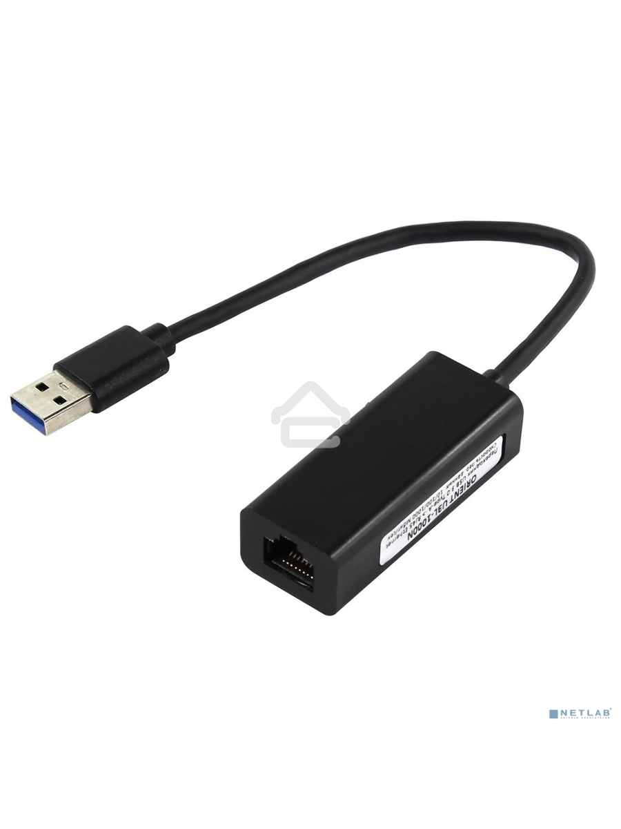 Адаптер сетевой ORIENT U3L-1000N, USB 3.0 Gigabit Ethernet Adapter, RTL8153 chipset, 10/100/1000 Мбит/с, поддержка Win10, Linux, MAC OS