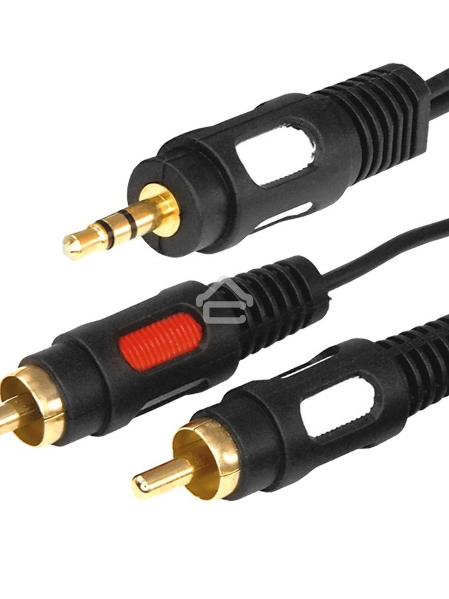 Шнур Стерео 3,5 мм - 2 RCA, длина 3 мeтра (GOLD) Rexant