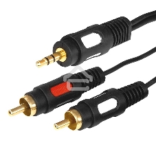 Шнур Стерео 3,5 м м - 2 RCA, длина 3 мeтра (GOLD) Rexant 17-4234
