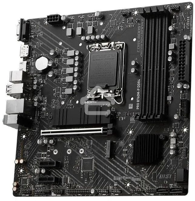 Материнская плата MSI PRO B760M-P DDR4, LGA 1700, Intel B760, 4xDDR4, 4xSATA, 2xM.2, 1xPCIe 4.0 x16, 2xPCIe 3.0 x1, 1xHDMI, 1xDP, 1xVGA, 1x1Gb LAN, 4xUSB-A 2.0, 1xUSB-A 3.2 Gen 1, 1xUSB-C 3.2 Gen 2, 3x3.5 мм, 7.1, mATX