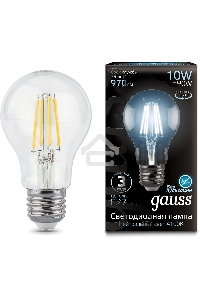 Лампа филам. Gauss 10Вт цок.:E27 шар 220B 4100K св.свеч.бел.ней. A60 (упак.:10шт) (102802210)