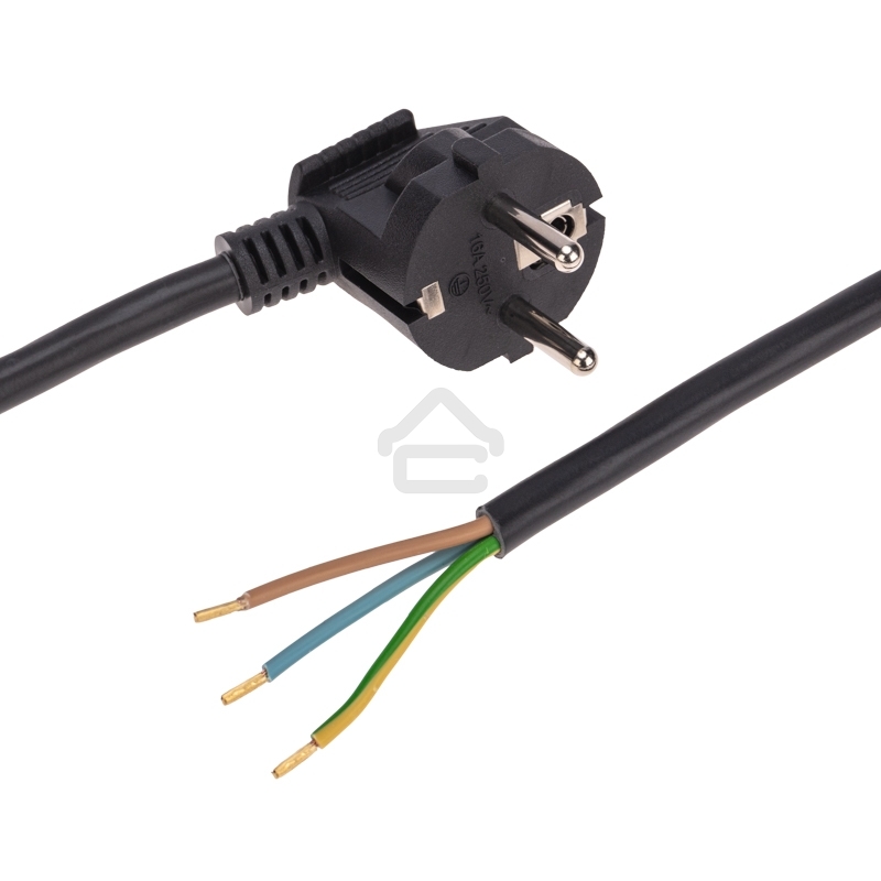 Шнур электрический с вилкой Rexant ПВС 3х1,5 мм², 1,5м черный