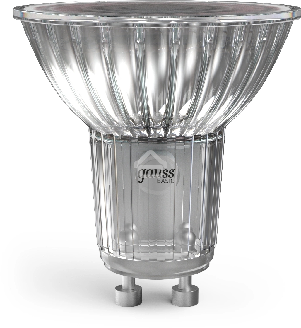 Лампа светодиодная Gauss Basic 8Вт цок.:GU10 софит св.свеч.теп.св./дневн. (упак.:10шт)