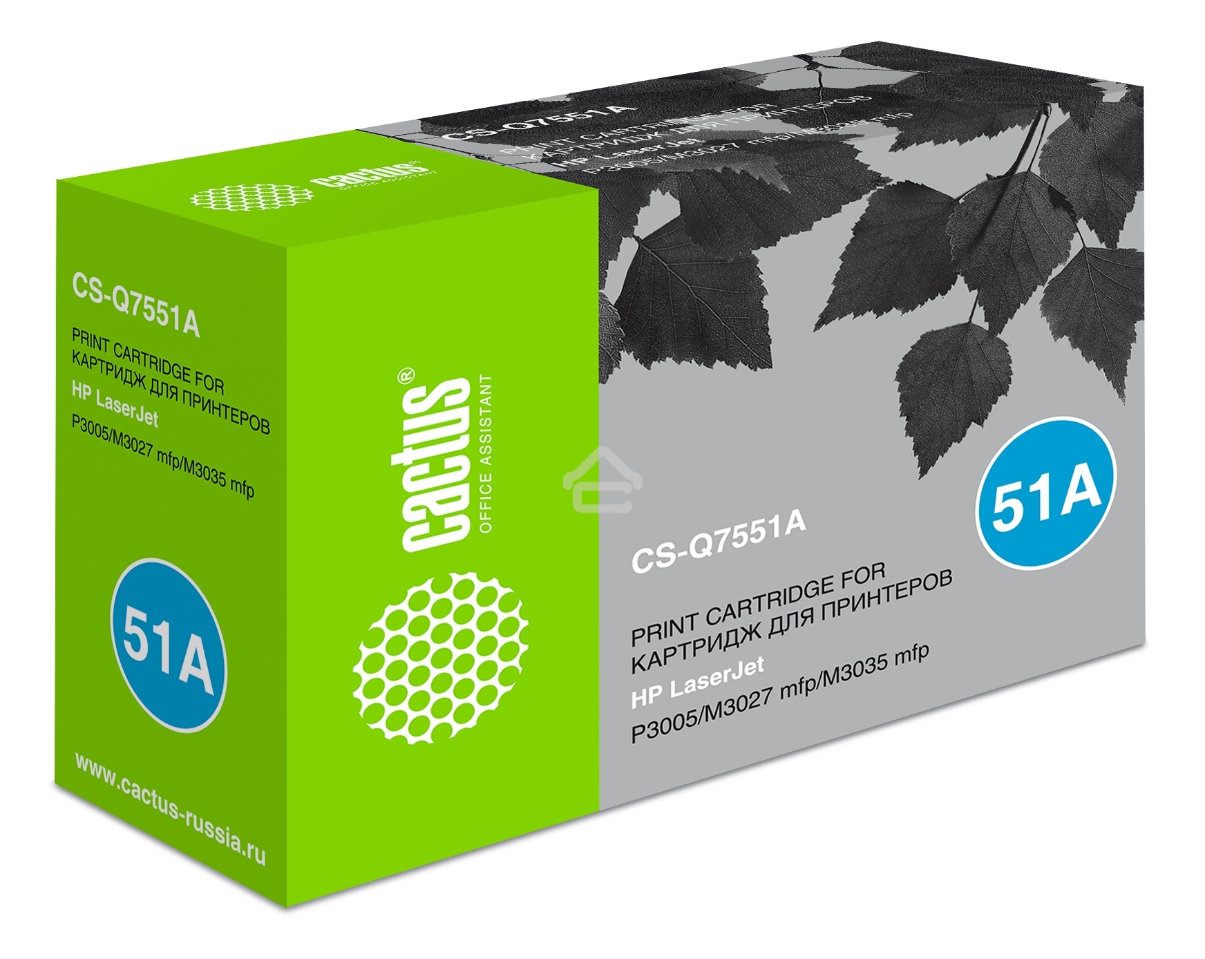Картридж лазерный Cactus CS-Q7551A черный (6500 стр.) для HP Laser Jet P3005/M3027 mfp/M3035 mfp.