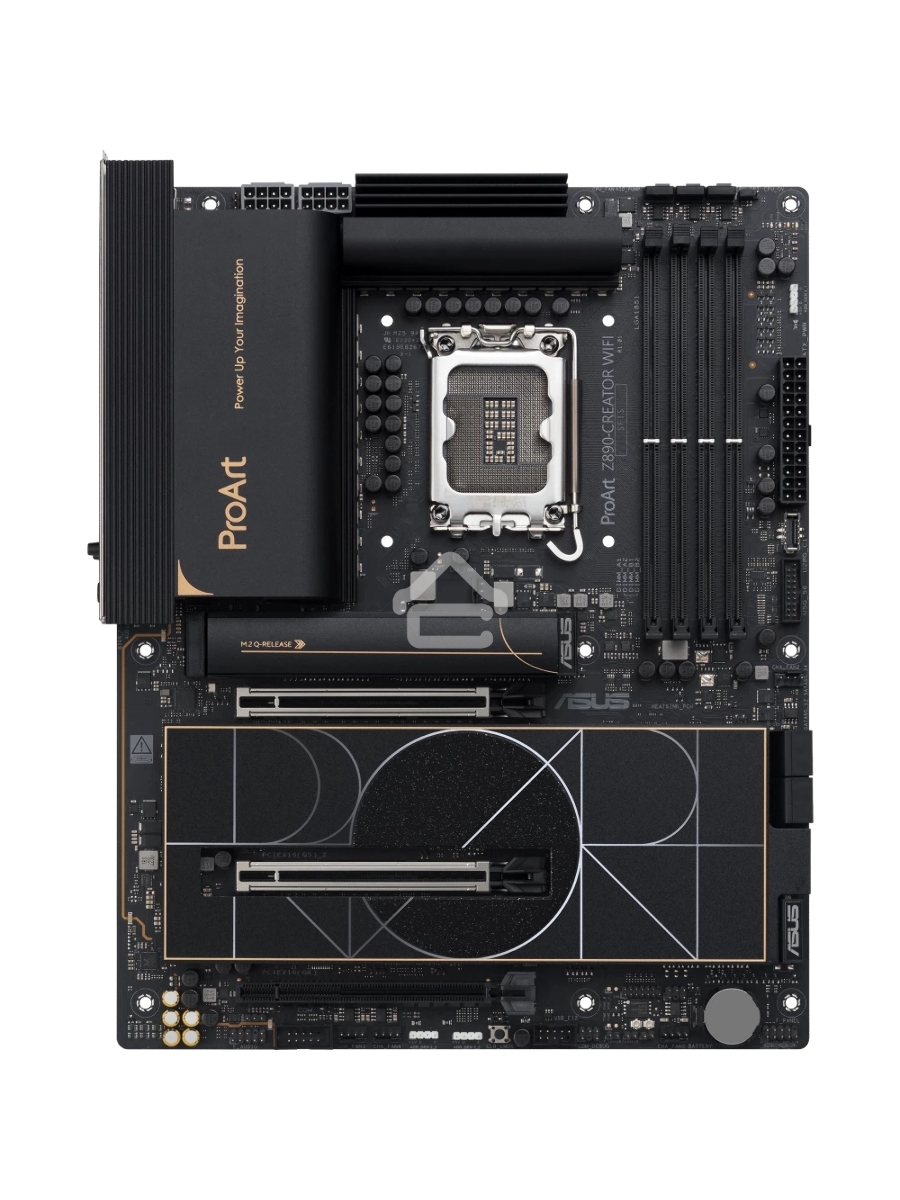 Материнская плата ASUS ProArt Z890-CREATOR WIFI, LGA 1851, Intel Z890, 4xDDR5, 4xSATA, 5xM.2, 2xPCIe 5.0 x16, 1xPCIe 4.0 x16, 1xHDMI, 1xDP, 1x 10Gb LAN, 1x 2.5Gb LAN, 2xUSB-C 10Gbps, 6xUSB-A 10Gbps, 1xUSB-A 2.0, 7.1, ATX