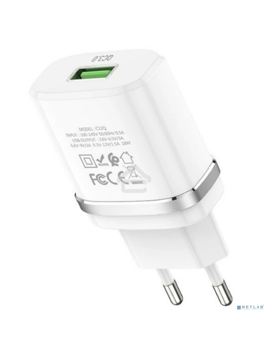 Сетевое ЗУ QC 3.0 HOCO HC-16262 C12Q 1 USB Выход: 5V_9V_12V, 18W белый