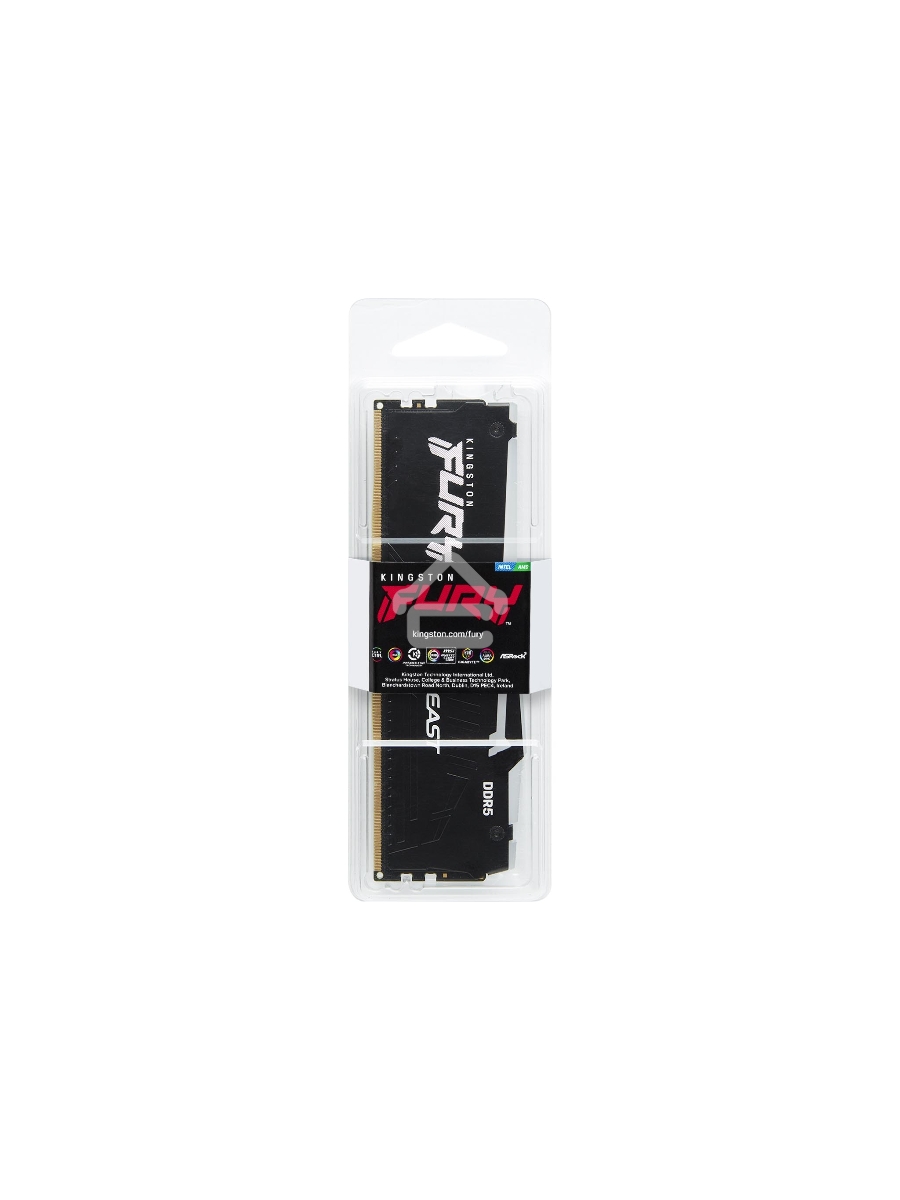 Оперативная память Kingston Fury Beast, DDR5, 32GB (1x32GB), 5600MHz, CL40, DIMM, с радиатором, RGB, черный
