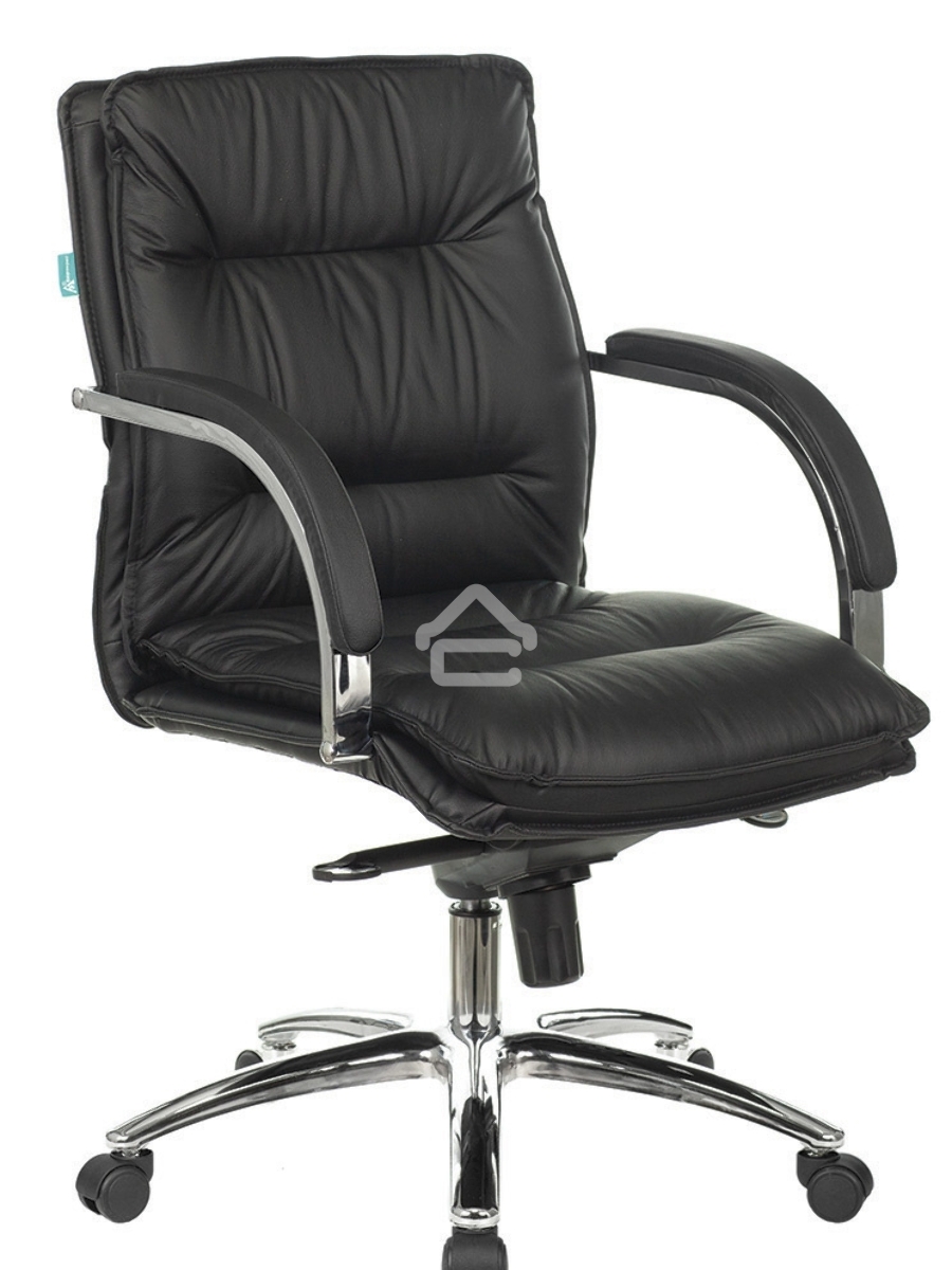 Кресло руководителя Бюрократ T-9927SL-LOW/BLACK черный, кожа, низкая спинка, крестовина хром
