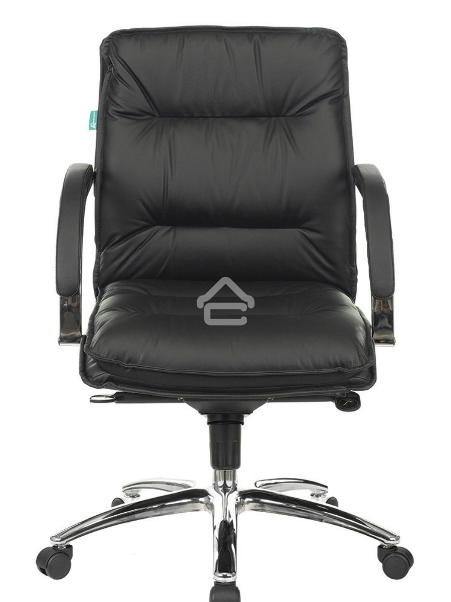 Кресло руководителя Бюрократ T-9927SL-LOW/BLACK черный, кожа, низкая спинка, крестовина хром