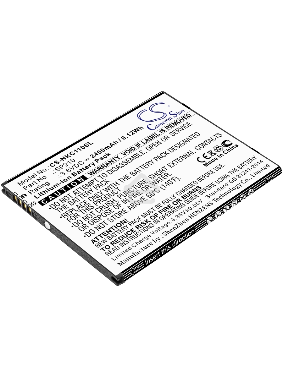 Аккумулятор CameronSinoCS-NKC110SL SP210 для Nokia C1 Plus 3.8V / 2400mAh / 9.12Wh