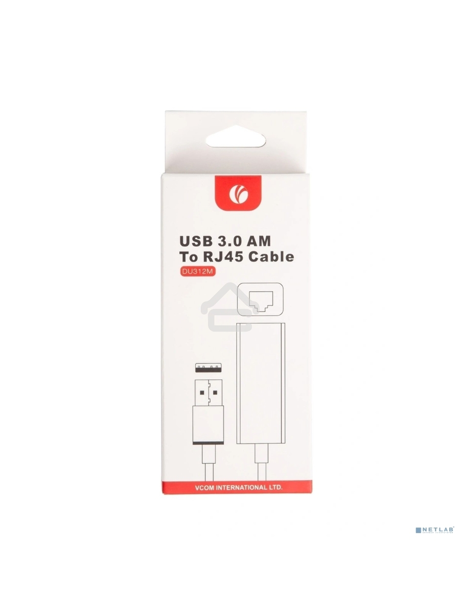 Кабель-переходник USB 3.0 (Am) --> LAN RJ-45 Ethernet 1000 Mbps, Aluminum Shell, VCOM <DU312M>