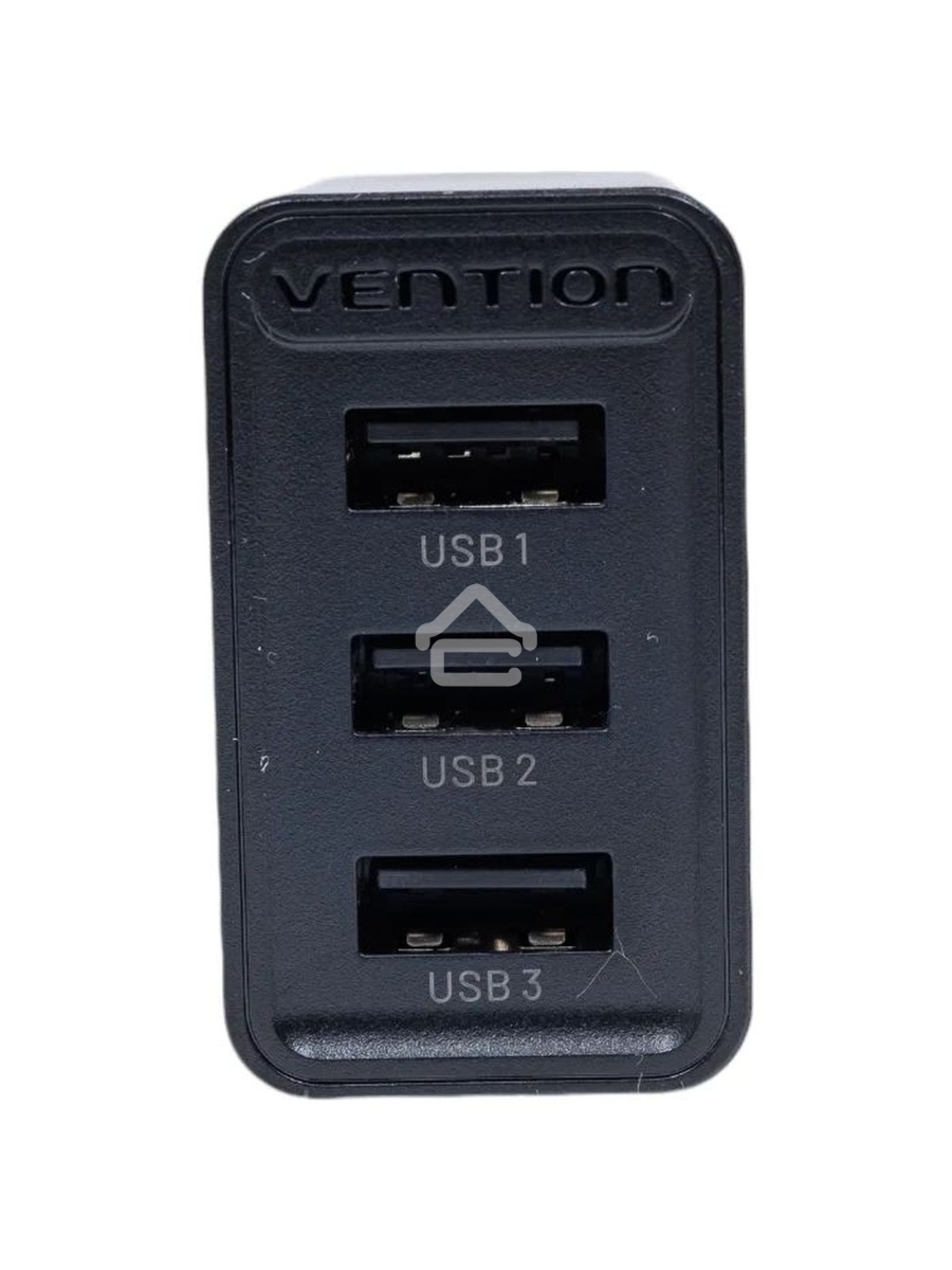 Сетевое зарядное устройство Vention на 3 порта USB 2.4A Черный