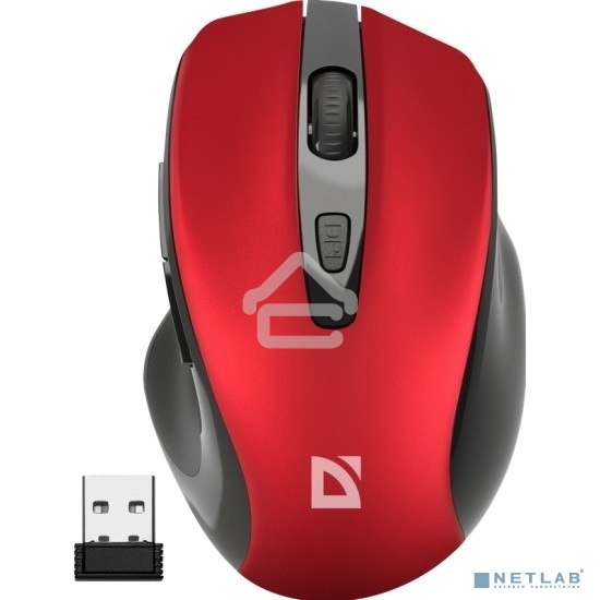 Мышь беспроводная Defender Prime MB-053 красный, 1600 dpi, радиоканал, USB, кнопки - 6