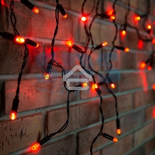 Гирлянда Neon-night Айсикл (бахрома) светодиодный, 2,4 х 0,6 м, черный провод, 230 В, диоды красные, 88 LED