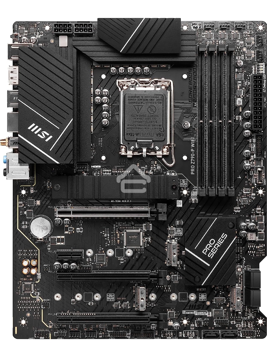 Материнская плата MSI PRO Z790-P WIFI, LGA 1700, Intel Z790, 4xDDR5, 6xSATA, 4xM.2, 1xPCIe 5.0 x16, 1xPCIe 4.0 x16, 1xPCIe 3.0 x16, 1xPCIe x1, 1xHDMI, 1xDP, 1x2.5Gb LAN, 4xUSB-A 2.0, 2xUSB-A 3.2 Gen 1, 1xUSB-A 3.2 Gen 2, 1xUSB-C 3.2 Gen 2x2, 6x3.5мм, 7.1,