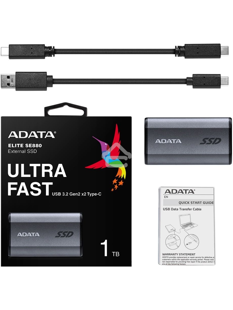 Внешний накопитель SSD ADATA 1Tb USB3.2 , SE880, R/W 2000MB/2000MB/s, серый