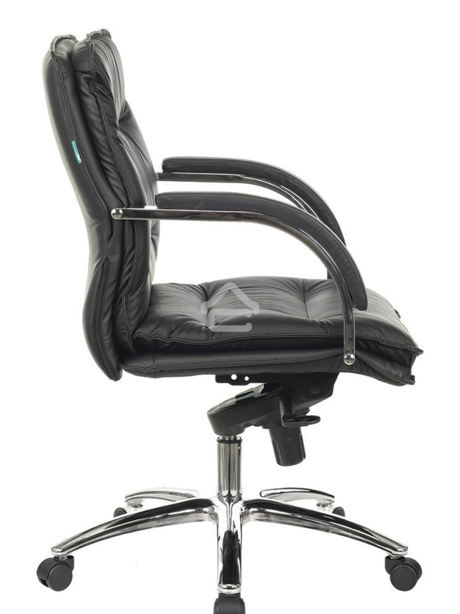 Кресло руководителя Бюрократ T-9927SL-LOW/BLACK черный, кожа, низкая спинка, крестовина хром
