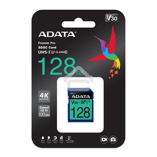 Флеш карта SD ADATA 128Gb ADATA Premier Pro SDXC Class 10 UHS-I U3 V30S 95/60 MB/sФлеш карта SD