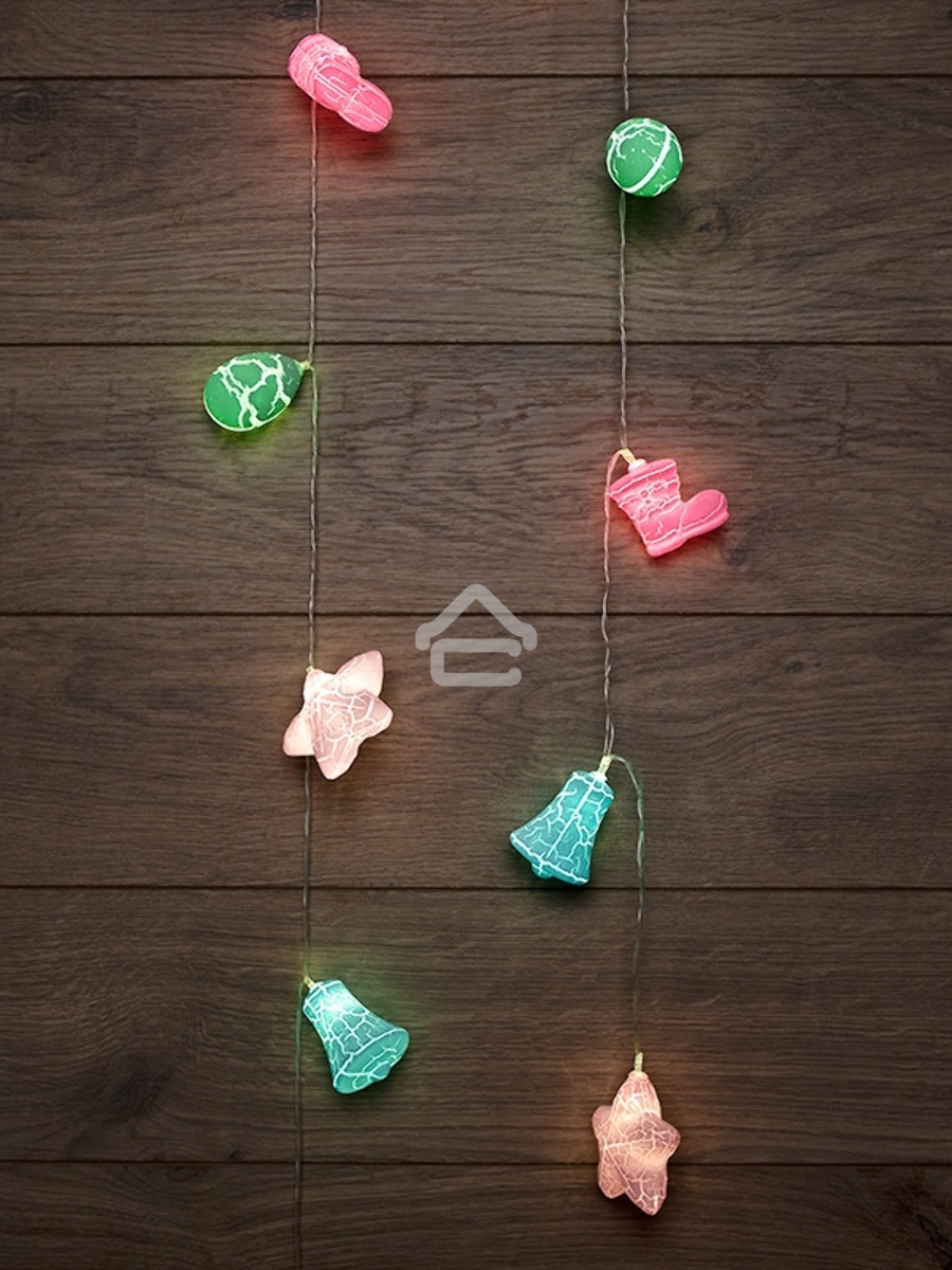 Гирлянда светодиодная «Новый год» 1,5 м, прозрачный ПВХ, 10 LED, теплый белый, питание 2 х АА (батарейки не в комплекте)