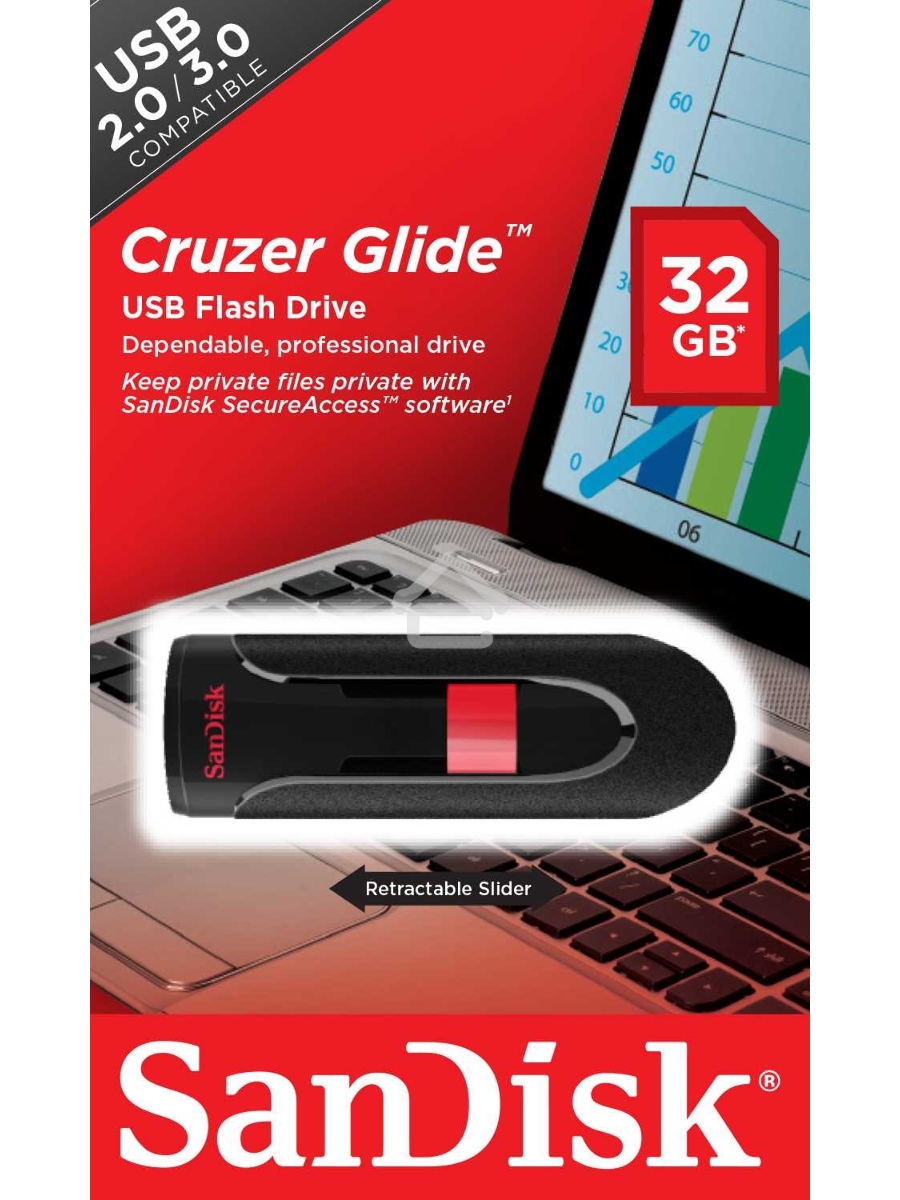 Флеш диск Sandisk 32Gb Cruzer Glide SDCZ60-032G-B35 USB2.0 черный