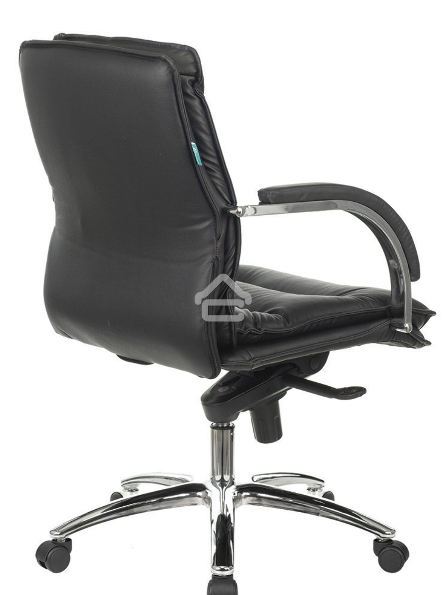 Кресло руководителя Бюрократ T-9927SL-LOW/BLACK черный, кожа, низкая спинка, крестовина хром