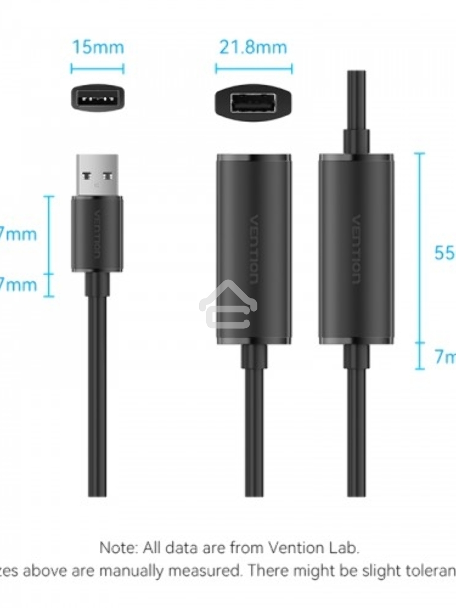 Активный кабель-удлинитель Vention USB 2.0 AM/AF с усилителем - 20м Черный