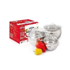 Набор посуды LARA LR02-86 Apple 6 предметов (кастрюли: 2.0л, 3.6л, 6.1л)