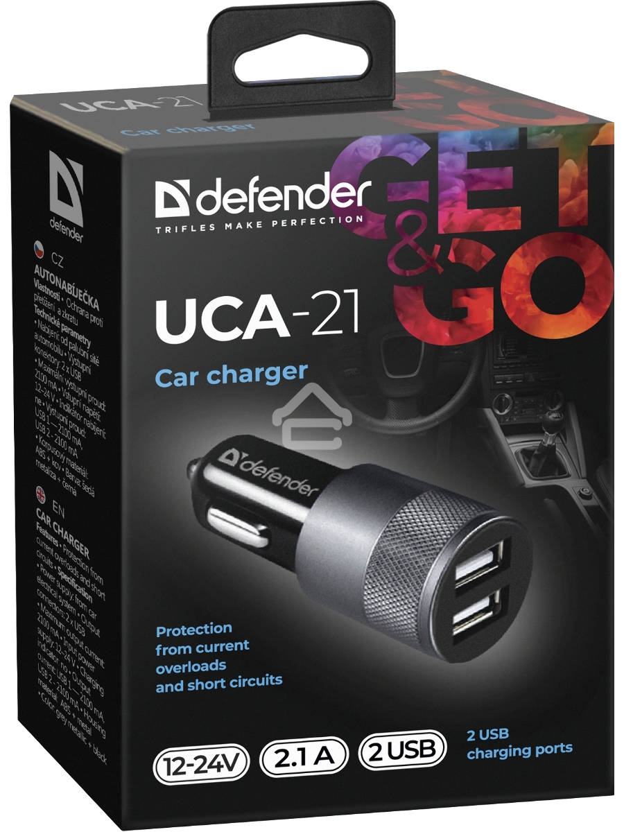 Зарядное устройство для авто Defender UCA-21 5V 2.1A