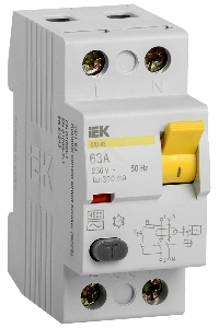 Выключатель дифференциальный  УЗО Iek MDV10-2-063-300 ВД1-63 2Р 63А 300мА ИЭК