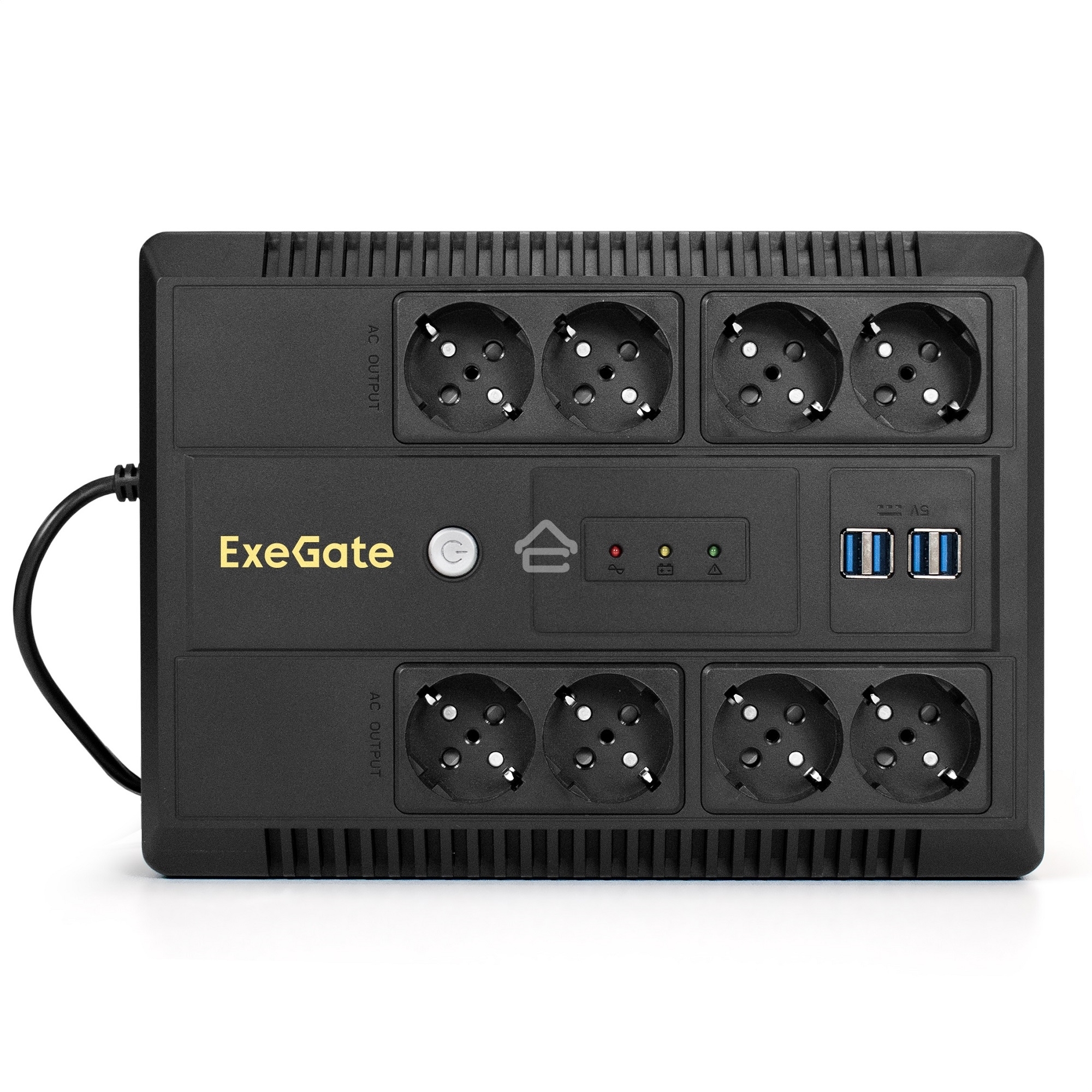 Источник бесперебойного питания ExeGate NEO NNB-850.LED.AVR.8SH.CH <850VA/510W, LED, AVR, 8*Schuko, 4*USB-порта для зарядки, Black>