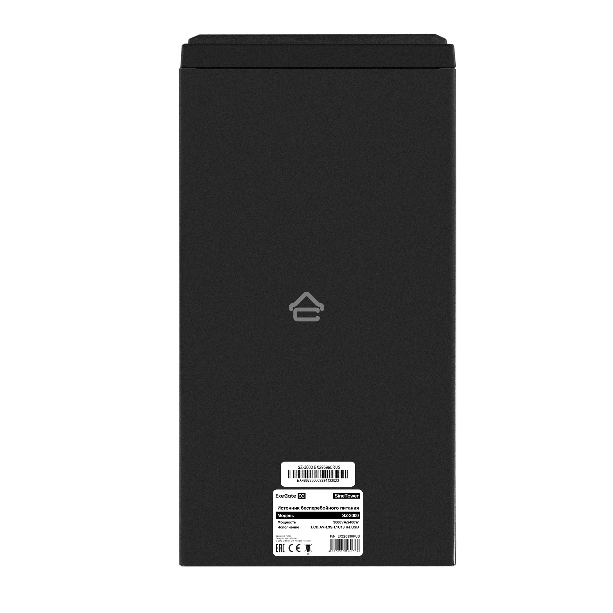 Комплект ИБП EX295990RUS + батарея 55Aч EX285652RUS 4шт (инвертор, синус, для котла) ExeGate SineTower SZ-3000.LCD.AVR.3SH.1C13.RJ.USB <3000VA/2400W, чистый синусоида, LCD дисплей, AVR, 3*Schuko+1*C13, RJ45/11, USB, линейно-интерактивный, Black> + батарея