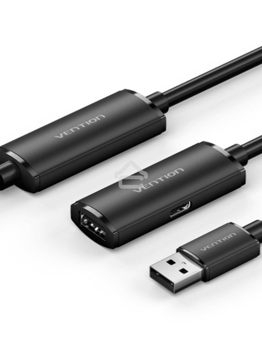 Активный кабель-удлинитель Vention USB 2.0 AM/AF с усилителем - 20м Черный