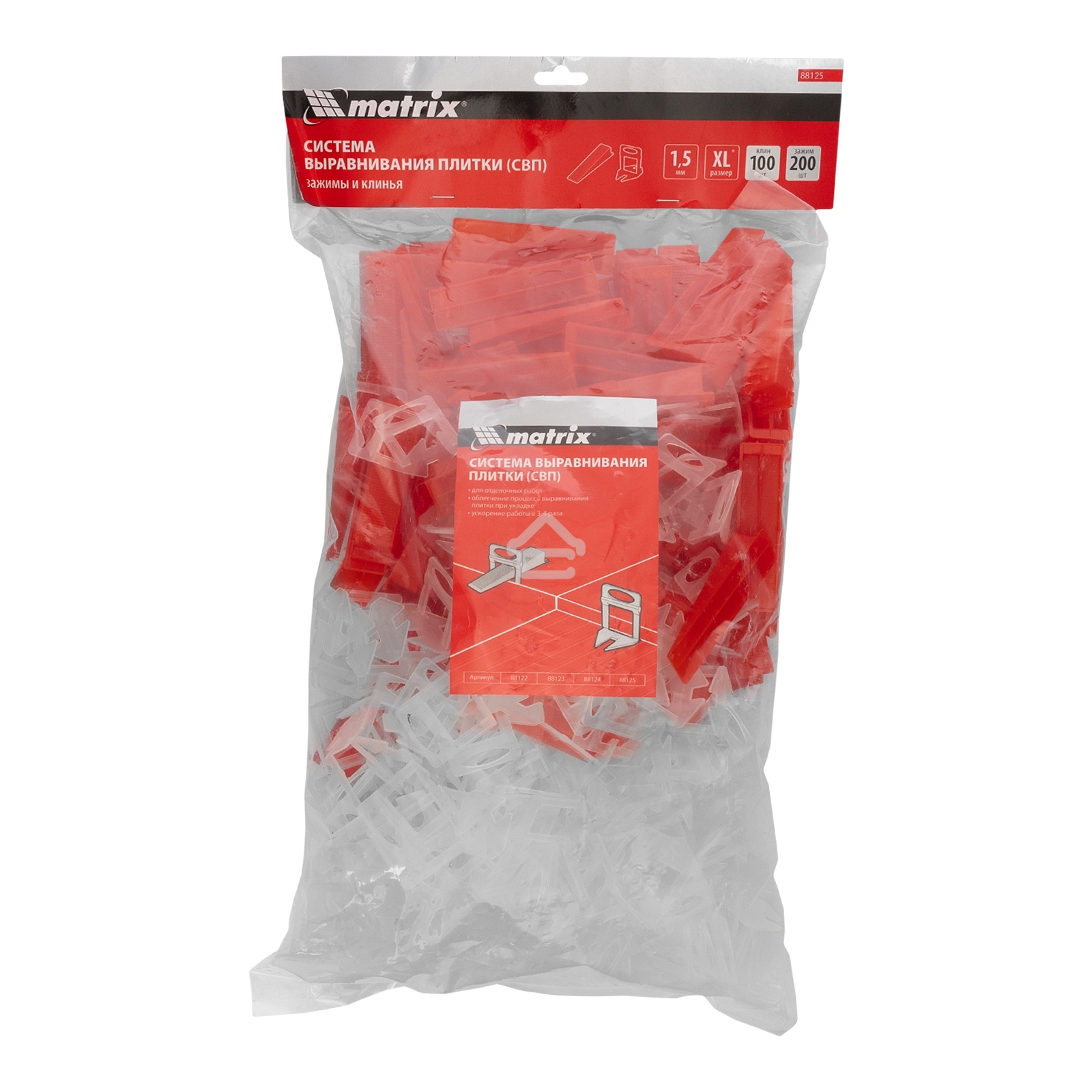 Комплект зажим + клин для системы выравнивания плитки Matrix СВП Ворота XL, 200/100 шт. в пакете