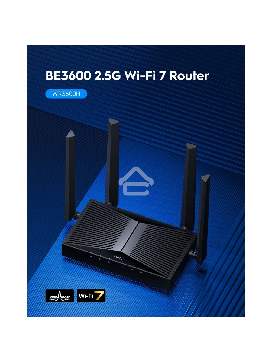 Маршрутизатор Cudy BE3600 2.5G Dual Band Wi-Fi 7 Mesh Router, Chipset Broadcom, 802.11be/ax/ac/a/b/g/n, 2882Mbps at 5GHz + 688Mbps at 2.4GHz, 1 x 2.5Gbps WAN Port, 4 x 10/100/1000Mbps Ports, 4 x 5dBi fixed antennas, WiFi router/AP/ Repeater/WISP Mode, PPT