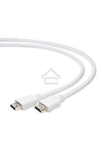 Кабель Cablexpert HDMI CC-HDMI4-W-1M, 19M/19M, v2.0, медь, позол.разъемы, экран, 1м, белый, пакет