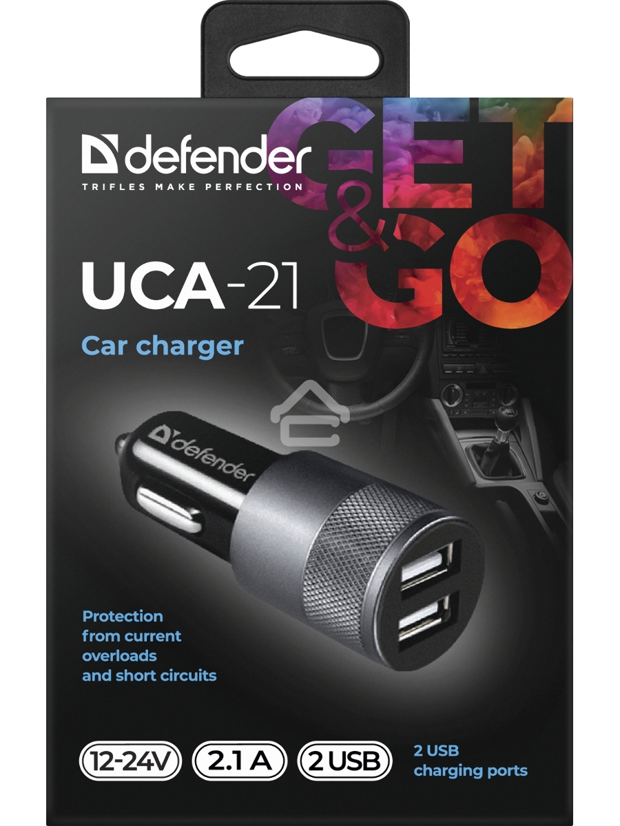 Зарядное устройство для авто Defender UCA-21 5V 2.1A