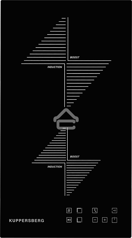 Индукционная варочная панель Kuppersberg ICO 301/домино, ширина 30 см, 2 зоны индукционного нагрева, сенсорное управление, 3 цифровых дисплея, 9 уровней мощности, таймер,автоотключение, защита от перелива, защита от детей, индикаторы остаточного тепла, St