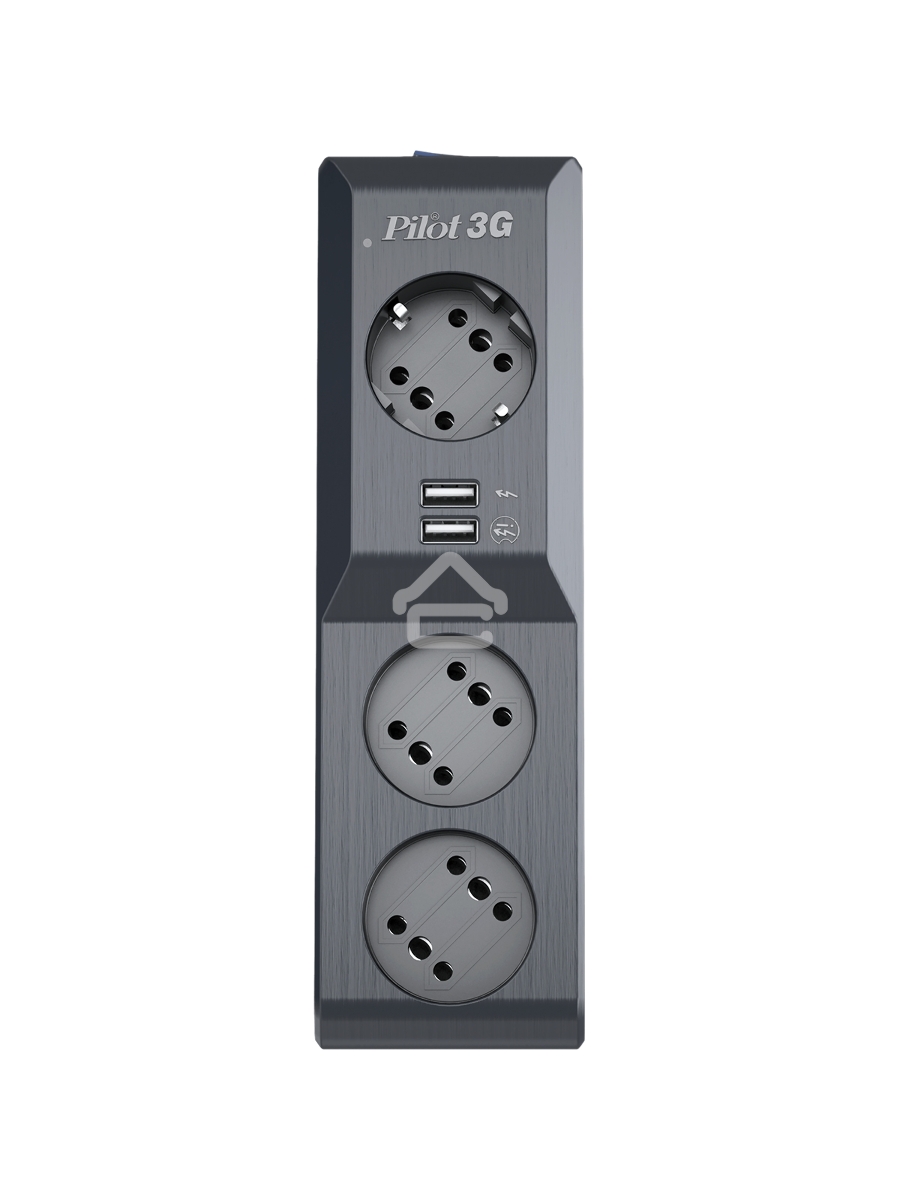 Сетевой фильтр Surge protector Pilot 3G 3xGP euro outlets, 10А/2.2кВа, 2xUSB, 10m, black