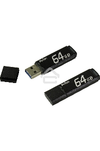 Флеш диск Netac U351 NT03U351N-064G-30BK, 64Gb, USB3.0, с колпачком, металлическая чёрная