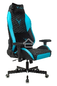 Кресло игровое Knight Neon черный/голубой соты эко.кожа с подголов. крестовина металл