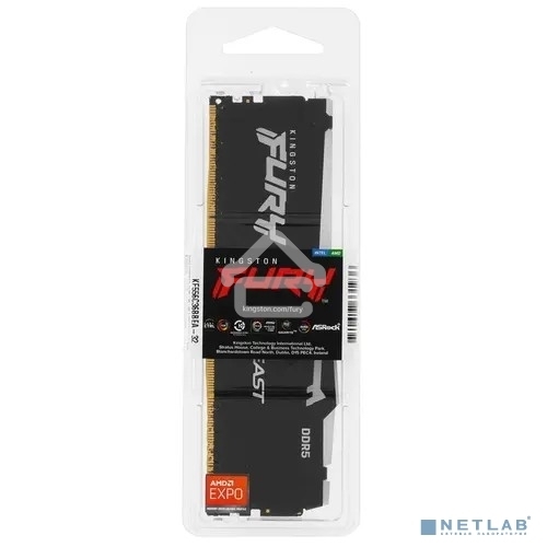 Оперативная память Kingston Fury Beast, DDR5, 32Gb (1x32GB), 5600MHz, CL36, DIMM, радиатор, RGB, черный