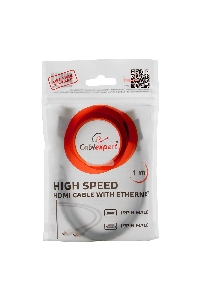 Кабель Cablexpert HDMI CC-HDMI4-W-1M, 19M/19M, v2.0, медь, позол.разъемы, экран, 1м, белый, пакет