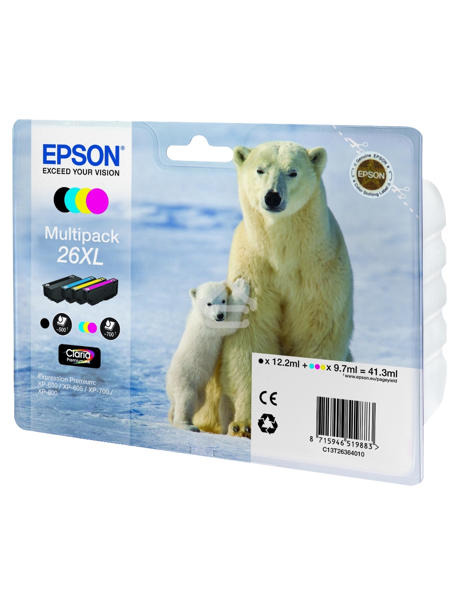 Картридж струйный Epson C13T26364010 черный/голубой/желтый/пурпурный набор карт. для Epson XP-600/605/700/710/800