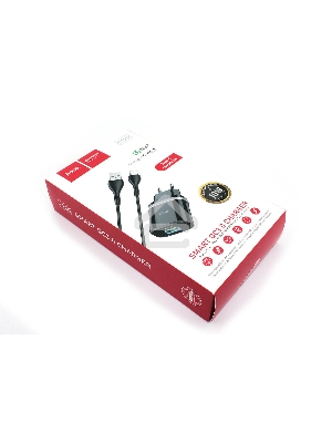 Блок питания (сетевой адаптер) HOCO С12Q Smart QC3.0, кабель Type-C-USB, 5V, 3.0A, черный