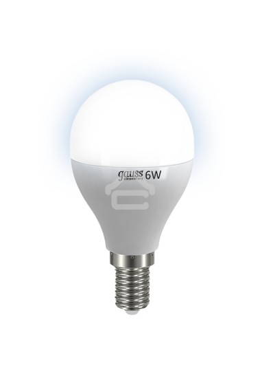 Лампа светодиодная LED Gauss 6Вт E14 220В 4100К Elementary шар 53126