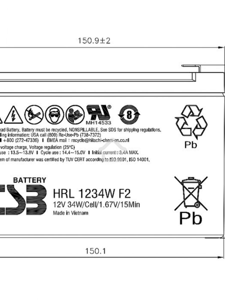 Батарея CSB HRL 1234W (12V, 9Ah)